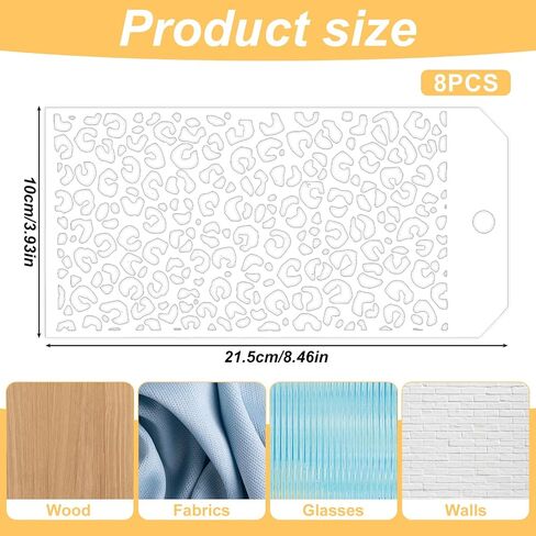8 Pcs Stencils for Crafts, Reusable Art Stencils Mixed Media Layering Templates Background Stencils Leopard Brick Dot Layering Stencils for DIY Scrapbook Painting on Wood Crafts Furniture Paper in Saudi Arabia