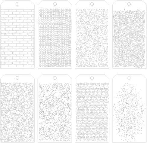 8 Pcs Stencils for Crafts, Reusable Art Stencils Mixed Media Layering Templates Background Stencils Leopard Brick Dot Layering Stencils for DIY Scrapbook Painting on Wood Crafts Furniture Paper in Saudi Arabia