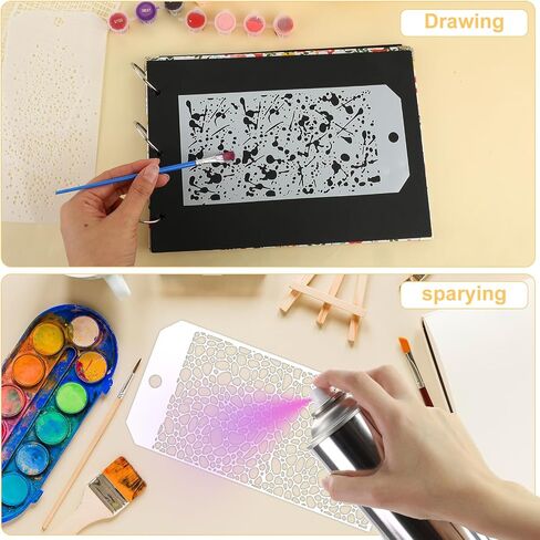 8 Pcs Stencils for Crafts, Reusable Art Stencils Mixed Media Layering Templates Background Stencils Leopard Brick Dot Layering Stencils for DIY Scrapbook Painting on Wood Crafts Furniture Paper in Saudi Arabia