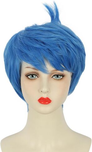 yuehong Short Blue Bangs Wig Girls Anime Wig Halloween Cosplay Costume Wig Heat Resistant Wig for Women(Adult) in Saudi Arabia