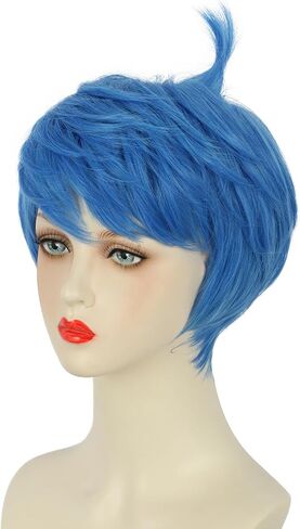 yuehong Short Blue Bangs Wig Girls Anime Wig Halloween Cosplay Costume Wig Heat Resistant Wig for Women(Adult) in Saudi Arabia