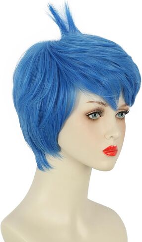 yuehong Short Blue Bangs Wig Girls Anime Wig Halloween Cosplay Costume Wig Heat Resistant Wig for Women(Adult) in Saudi Arabia