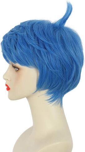 yuehong Short Blue Bangs Wig Girls Anime Wig Halloween Cosplay Costume Wig Heat Resistant Wig for Women(Adult) in Saudi Arabia