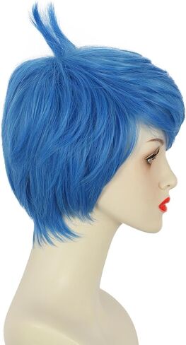 yuehong Short Blue Bangs Wig Girls Anime Wig Halloween Cosplay Costume Wig Heat Resistant Wig for Women(Adult) in Saudi Arabia
