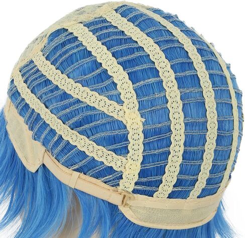 yuehong Short Blue Bangs Wig Girls Anime Wig Halloween Cosplay Costume Wig Heat Resistant Wig for Women(Adult) in Saudi Arabia