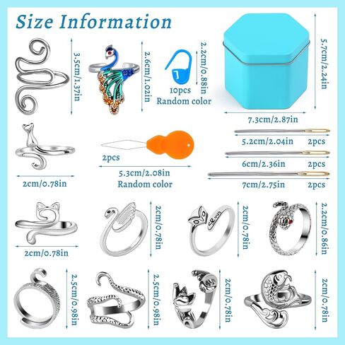 11 Pcs Crochet Ring, Adjustable Knitting Tension Rings, Finger Loop, Cat Yarn Guide Knitting Thimble, Faster Knitting Crochet Accessories for Mother Grandma Gifts (11Pcs) in Kuwait