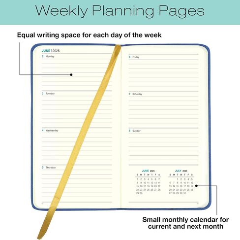 2025 Textured Cover Weekly Monthly Pocket Planner/Pocket Calendar, 4"x7": 14 Months (November 2024 - December 2025) / 2025 Calendar / 2025 Weekly Calendar/Weekly Planner Organizer (Blue) in Saudi Arabia
