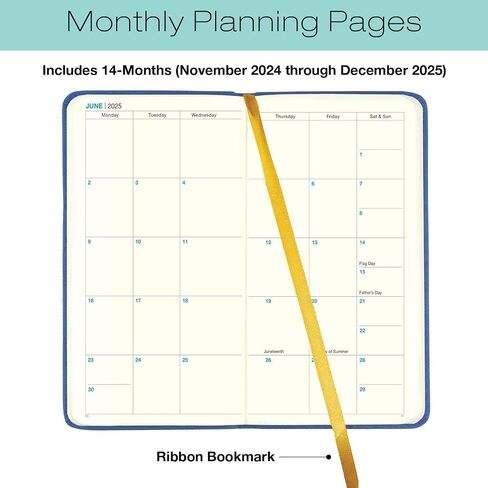 2025 Textured Cover Weekly Monthly Pocket Planner/Pocket Calendar, 4"x7": 14 Months (November 2024 - December 2025) / 2025 Calendar / 2025 Weekly Calendar/Weekly Planner Organizer (Blue) in Saudi Arabia
