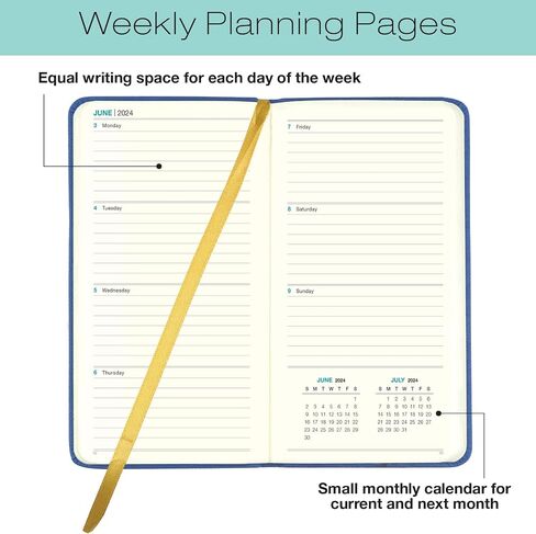 2025 Textured Cover Weekly Monthly Pocket Planner/Pocket Calendar, 4"x7": 14 Months (November 2024 - December 2025) / 2025 Calendar / 2025 Weekly Calendar/Weekly Planner Organizer (Blue) in Saudi Arabia