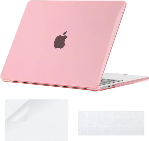 جراب COATIT لجهاز MacBook Air 13.6 بوصة M3 A3113 2024 M2 2022 إصدار A2681، لجهاز MacBook Air 13 بوصة M2 M3 وغطاء لوحة مفاتيح وواقي شاشة، وردي كريستالي in Kuwait
