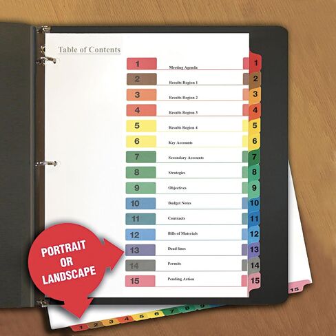 Universal 24808 Table of Contents Dividers, Assorted Color 15-Tab, 1-15, Letter, White, 6/PK in Saudi Arabia