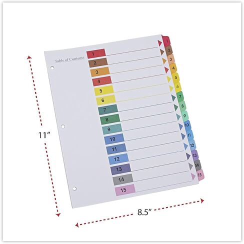 Universal 24808 Table of Contents Dividers, Assorted Color 15-Tab, 1-15, Letter, White, 6/PK in Saudi Arabia