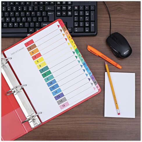 Universal 24808 Table of Contents Dividers, Assorted Color 15-Tab, 1-15, Letter, White, 6/PK in Saudi Arabia