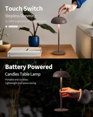 مجموعة مصابيح طاولة صغيرة LED لاسلكية مقاس 12 بوصة مكونة من 2، مصباح مكتبي محمول حديث، 3 مصابيح بطارية قابلة لإعادة الشحن خافتة الألوان، لغرفة النوم، والخارج، والمطاعم، بجانب السرير، وإضاءة ليلية للأطفال، والهدايا (بني) in Kuwait