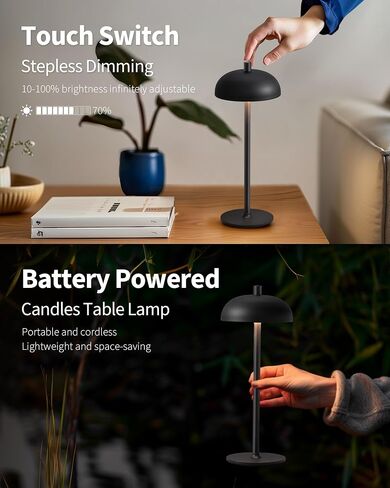 مجموعة مصابيح طاولة صغيرة LED لاسلكية مقاس 12 بوصة مكونة من 2، مصباح مكتبي محمول حديث، 3 مصابيح بطارية قابلة لإعادة الشحن خافتة الألوان، لغرفة النوم، والخارج، والمطاعم، بجانب السرير، وإضاءة ليلية للأطفال، والهدايا (بني) in Kuwait
