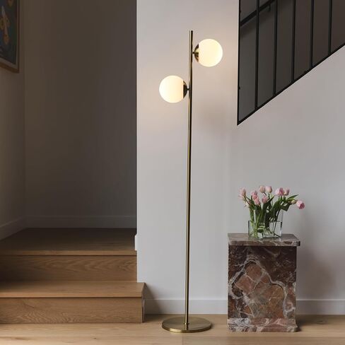 مصباح أرضي من Brightech لغرفة المعيشة، ضوء قطبي حديث في منتصف القرن لغرفة النوم، مصابيح LED ساطعة للمكاتب، ديكور غرفة المعيشة المعاصرة - ذهبي/نحاس عتيق in Kuwait