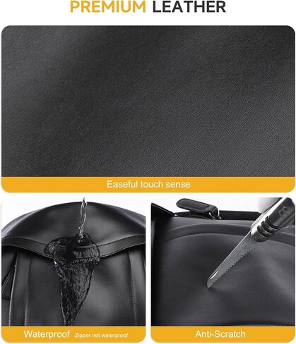 Leather Backpack for Men Black Large Backpack Fit 15.6inch Laptop Rucksack Waterproof for Work Commute Casual Daypack College in Saudi Arabia