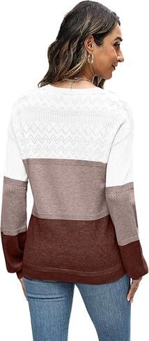 WIHOLL Womens Sweaters Casual Long Sleeve V Neck Lightweight Crochet Pullover Sweater Cable Knit Fashion Fall Tops in Saudi Arabia