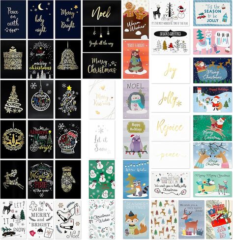 24 Cute Christmas Cards Assorted - Joyful Christmas Greeting Cards in 24 Unique Designs -Happy Holiday Cards- Family Christmas Cards- Bulk Assorted Christmas Cards with Envelopes, 4 x 6 Inches in Kuwait