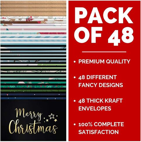 24 Cute Christmas Cards Assorted - Joyful Christmas Greeting Cards in 24 Unique Designs -Happy Holiday Cards- Family Christmas Cards- Bulk Assorted Christmas Cards with Envelopes, 4 x 6 Inches in Kuwait