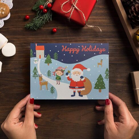 24 Cute Christmas Cards Assorted - Joyful Christmas Greeting Cards in 24 Unique Designs -Happy Holiday Cards- Family Christmas Cards- Bulk Assorted Christmas Cards with Envelopes, 4 x 6 Inches in Kuwait