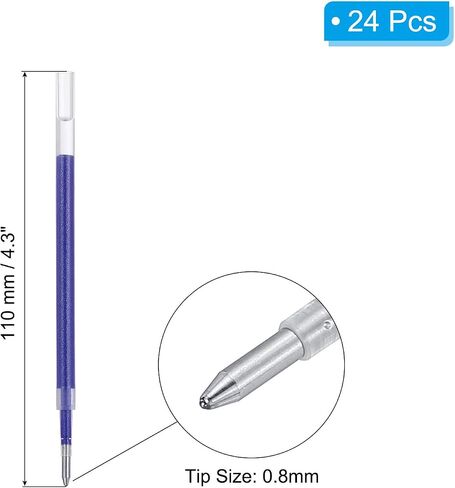 PATIKIL Gel Pen Refills, 24 Pcs 0.8mm Medium Point Glitter Coloring Gel Ink Pen Replace Refills for Retractable Click Pens Writing Drawing Doodling Office Study Classroom Supplies, Blue in Saudi Arabia