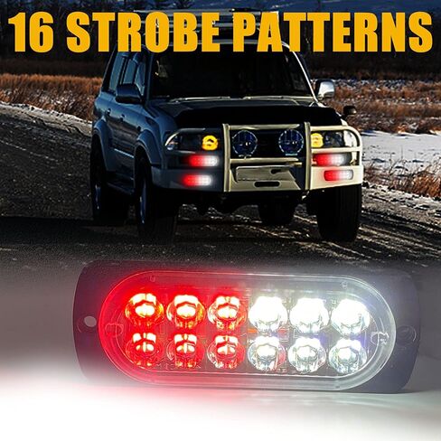 DIBMS 8x LED أضواء الطوارئ القوية، 12 LED أحمر أبيض سطح جبل تحذير وامض تحذير خطر البناء شريط ضوء لسيارة شاحنة فان شاحنة الطرق الوعرة سيارات الدفع الرباعي in Saudi Arabia