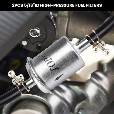 5/16 Inline Fuel Filter - Upgraded Billet Aluminum Metal Gas Filter - Automotive Replacement Fuel Filters for Motorcycle ATV Small Engines, Corrosion Resistance, High Flow in Saudi Arabia