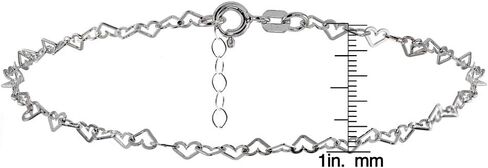 Hoops & Loops 925 Sterling Silver Open Heart Link Chain Anklet Bracelet for Women Teen Girls, Silver, Yellow & Rose Gold in Saudi Arabia