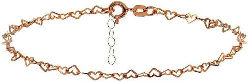 Hoops & Loops 925 Sterling Silver Open Heart Link Chain Anklet Bracelet for Women Teen Girls, Silver, Yellow & Rose Gold in Saudi Arabia
