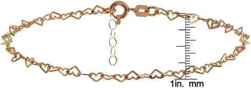 Hoops & Loops 925 Sterling Silver Open Heart Link Chain Anklet Bracelet for Women Teen Girls, Silver, Yellow & Rose Gold in Saudi Arabia