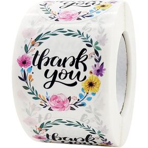 Thank You Stickers, 1.5" Thank You Stickers Roll for Small Business, Decorative Sealing Stickers for Envelope, Gifts, Boxes, Bags, Packaging, Holiday, 500 Pieces Each Roll Blue