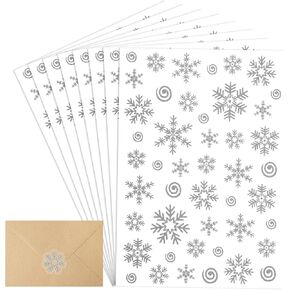 Christmas Envelope Seal Sticker Glitter Snowflake Sticker Label, 368Pcs Christmas Sticker Xmas Snowflake Envelope Sticker Seal for Christmas Card Gift Box Decorations (Gold, 8 Sheets)