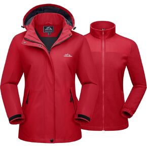 MAGCOMSEN Women's 3 in 1 Ski Jacket Water Resistant Winter Snow Coat Warm Fleece Lined Windproof Hiking Rain Outwear
