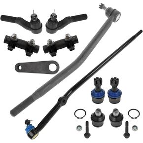 TRQ Front Steering & Suspension Kit Ball Joint Pitman Arm Tie Rod Tie Rod Adjusting Sleeve Compatible with 2005-2006 Ford E-150 2005 E-150 Club Wagon