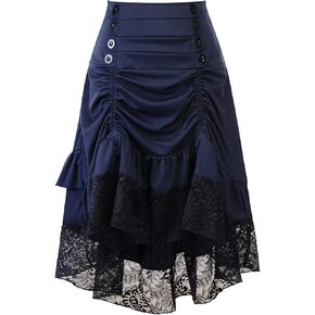Women's Gothic Steampunk Skirt Victorian High-Low Bustle Skirt Renaissance Ruffles Lace Pirate Skirt Gypsy Hippie Party Skirt in Saudi Arabia