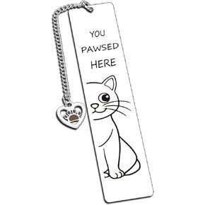 Cute Cat Gifts, Funny Cat Metal Bookmark for Reading Women, Book Accessories for Girls Cat Lovers, Retirement Gift for Women Book Lovers Men Friends