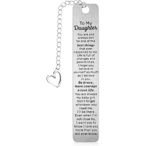Inspirational Bookmark for Daughter and Stepdaughter, to My Daughter Birthday Gift for Teen Girls, Daughter Gift from Mom Dad, Graduation Christmas Back to School Gift for Kid Book Lovers Women