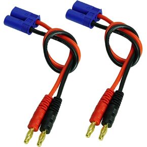 FLASH HOBBY EC5 Connector to 4mm Banana Plugs 14AWG RC Battery Charger 20CM Cable Lead Charge Cable Connector(2PCS)