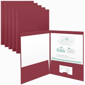 25 Count, Burgundy, Two Pocket Presentation Folders, Perfect for Sales Material, Important Documents & More (9 x 12)