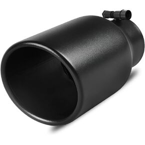 YITAMOTOR 3 Inch Inlet Exhaust Tip, 4.5" Outlet 9" Overall Length, Black Coated Finish, Stainless Steel Professional Exhaust Tip for 3-Inch Outside Diameter Tailpipe, Bolt-on, Rolled Angle Cut