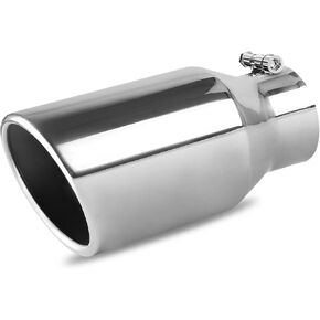 YITAMOTOR 3 Inch Inlet Exhaust Tip, 4.5" Outlet 9" Overall Length, Black Coated Finish, Stainless Steel Professional Exhaust Tip for 3-Inch Outside Diameter Tailpipe, Bolt-on, Rolled Angle Cut