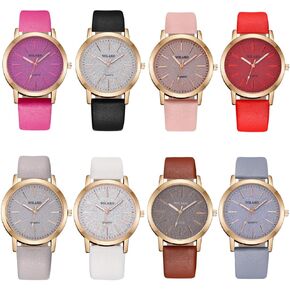 Weicam 8 Pcs Women Wholesale Watches Casual Twinkleinkle Round Dial Leather Band Analog Quartz Wrist Watch
