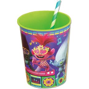 Unique Trolls World Tour Multicolor Plastic Stadium Cup - 16 Oz (1 Pc) - Reusable Party Cups, Perfect for Kids Parties and Birthday Celebrations