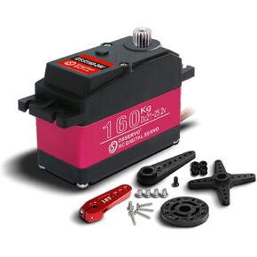 24V 160kg Robot Servo Motor Double-Shaft with U Mount Bracket Full Metal Gear Large High Torque Steering Digital Servos for RC Plane Quadcopter Helicopter Robotic Arm DIY