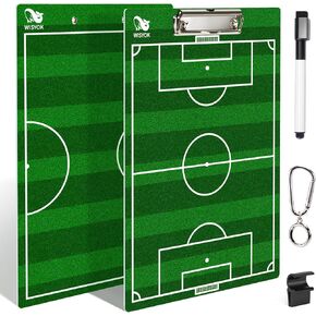 WISYOK Dry Erase Coaches Clipboard, Soccer Coaching Board, Premium Soccer Tactical Coaches, Double-Sided Soccer Clipboard for Coach Gift