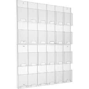 Acrylic Brochure Pamphlet Holder, 3 Magazine Holders and 12 Pamphlet Holders, Black Display Rack Wall Mount, Trifold Flyer Holder, Literature Storage Rack for Home, Offices, Waiting Room