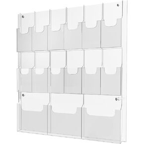 Acrylic Brochure Pamphlet Holder, 24 Pamphlet Holders, Clear Brochure Display Holder Wall Mount, Trifold Flyer Rack, Literature Storage Rack for Home, Offices, Waiting Room