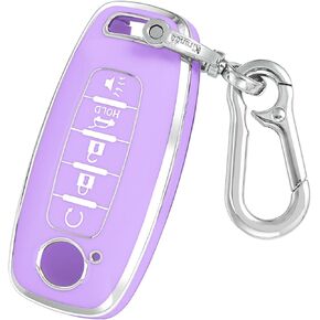 Key fob Cover case with Metal Keychain Compatible with Nissan,Soft TPU Protection Key Shell/Skin,5 Buttons Compatible with 2023 2024 Pathfinder Rogue Remote Key(Red)