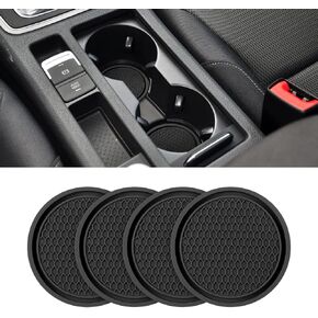 XINLIYA Car Cup Holder Coaster, 4 Pack 2.79 Inch Diameter Non-Slip Universal Insert Coaster, Durable, Suitable for Most Car Interior, Car Accessory for Women and Men (Black)